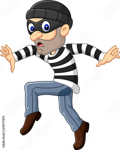 Cartoon Thief walking carefully
