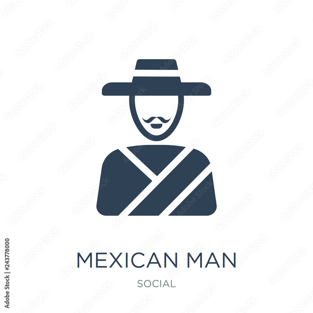 mexican man icon vector on white background, mexican man trendy filled icons from Social collection, mexican man vector illustration