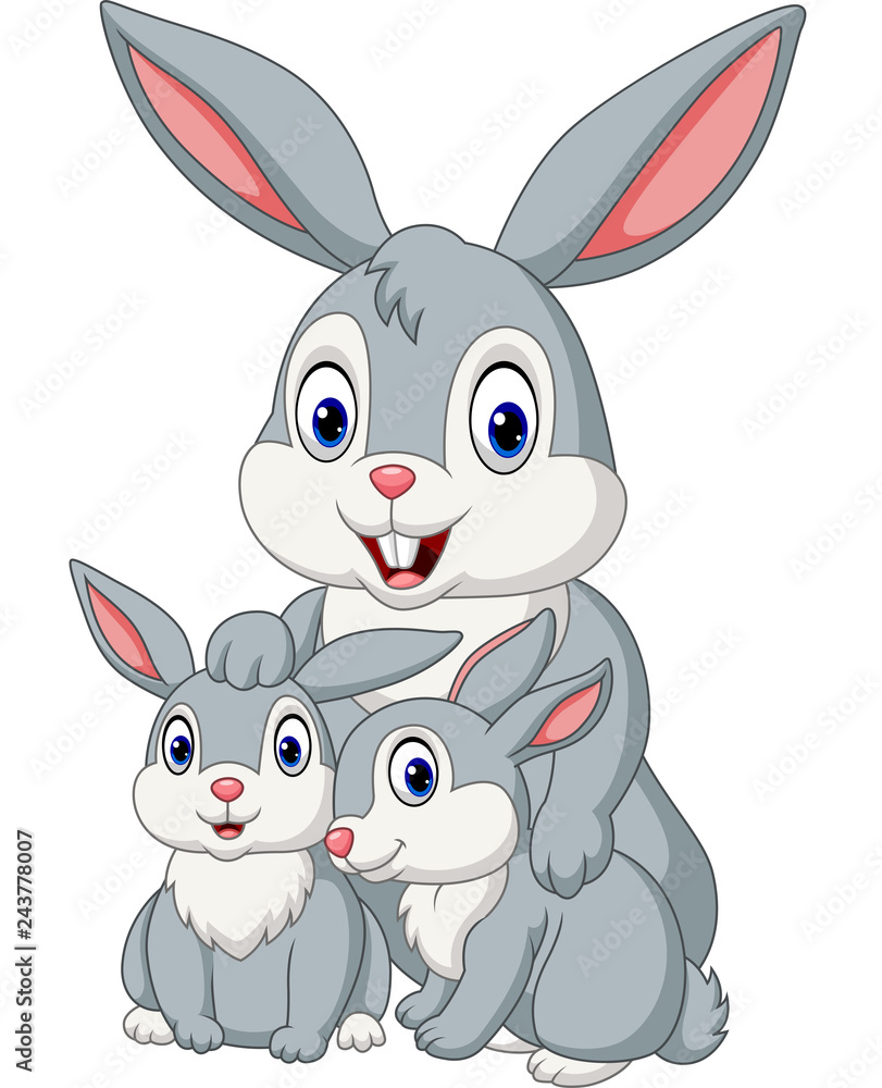 Fototapeta premium Szczęśliwa rodzina królików
