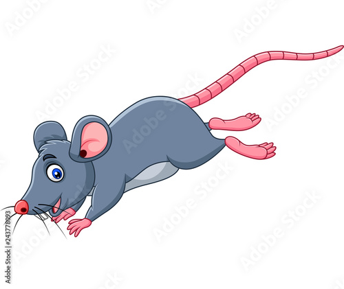 Cartoon funny mouse jumping