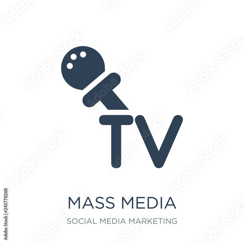 mass media icon vector on white background, mass media trendy filled icons from Social media marketing collection, mass media vector illustration