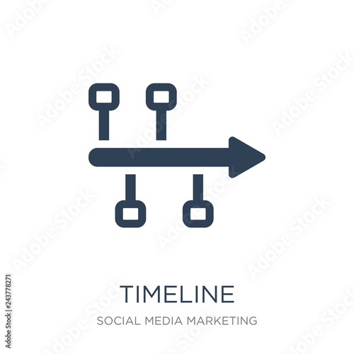 timeline icon vector on white background, timeline trendy filled icons from Social media marketing collection, timeline vector illustration