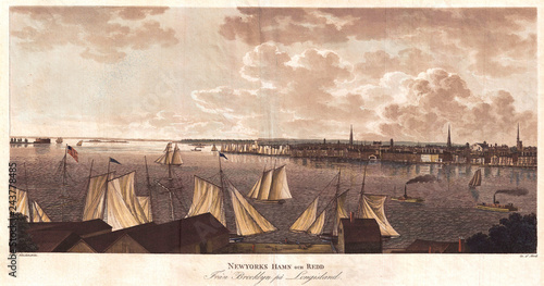 1824, Klinkowstrom View of New York City from Brooklyn