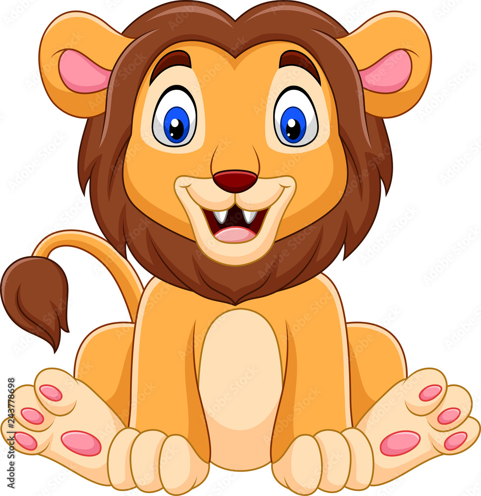 Fototapeta premium Cute baby lion cartoon