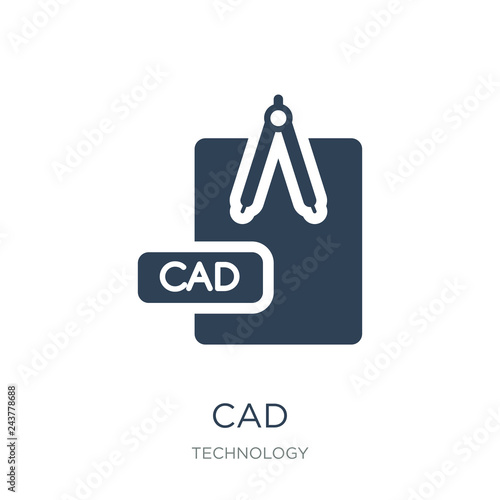 cad icon vector on white background, cad trendy filled icons from Technology collection, cad vector illustration