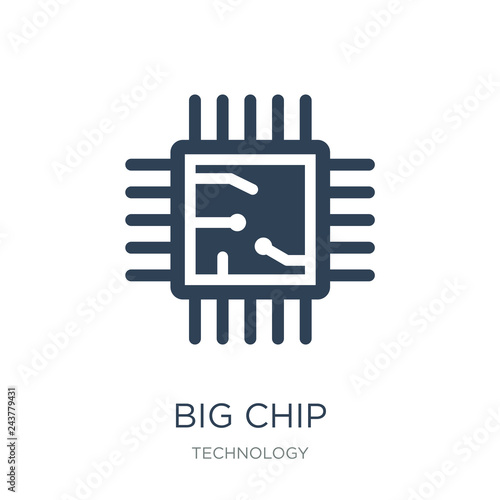 big chip icon vector on white background, big chip trendy filled icons from Technology collection, big chip vector illustration