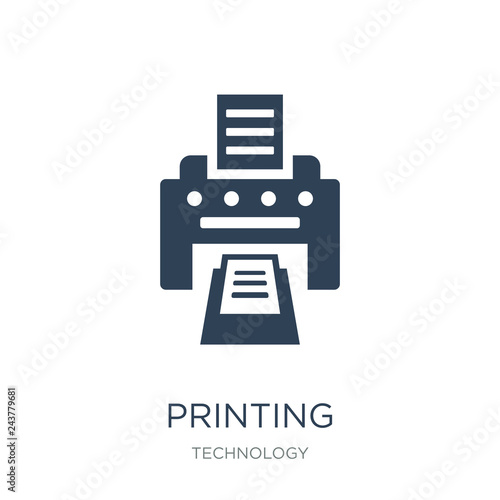 printing icon vector on white background, printing trendy filled icons from Technology collection, printing vector illustration