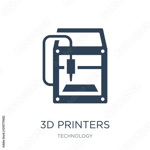 3d printers icon vector on white background, 3d printers trendy filled icons from Technology collection, 3d printers vector illustration
