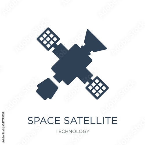 space satellite icon vector on white background, space satellite trendy filled icons from Technology collection, space satellite vector illustration