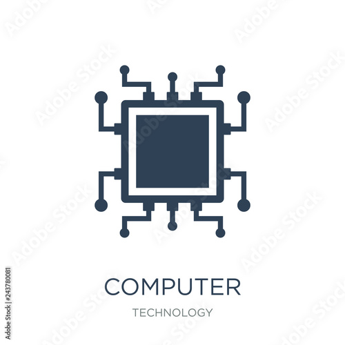 computer microprocessor icon vector on white background, computer microprocessor trendy filled icons from Technology collection, computer microprocessor vector illustration