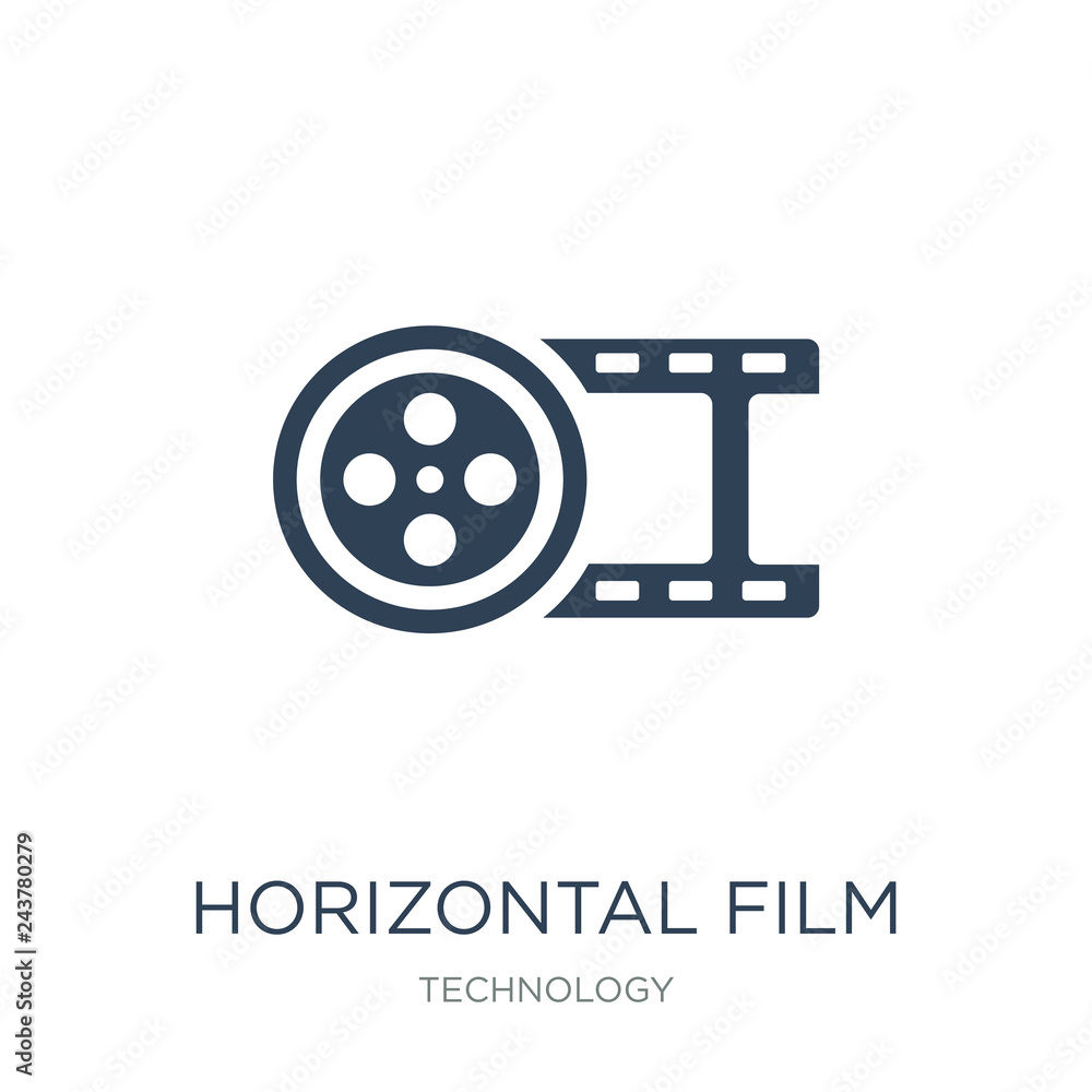 horizontal film strip icon vector on white background, horizontal film strip trendy filled icons from Technology collection, horizontal film strip vector illustration