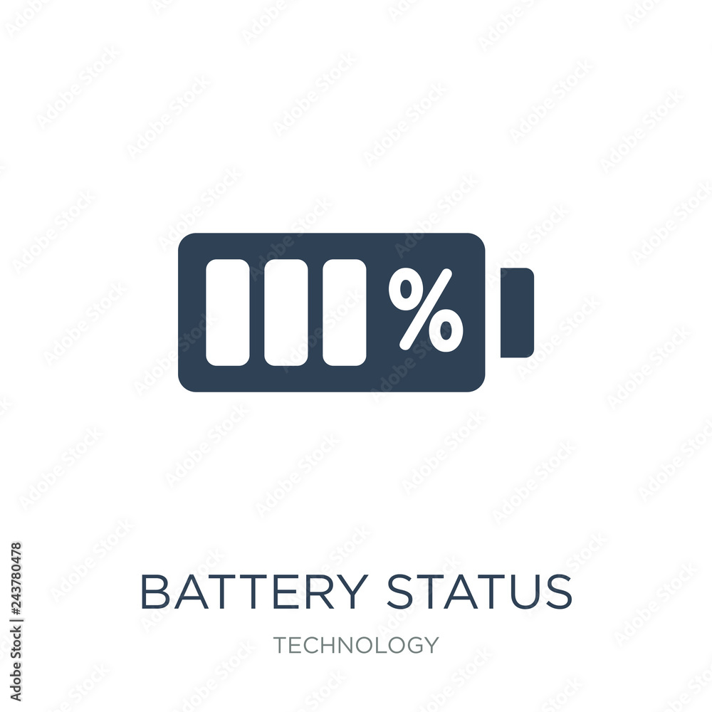 battery status icon vector on white background, battery status trendy