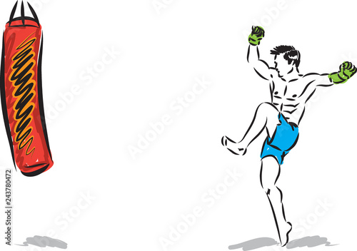 KICK BOXING JUMP MAN VECTOR ILLUSTRATION SEQUENCE 3