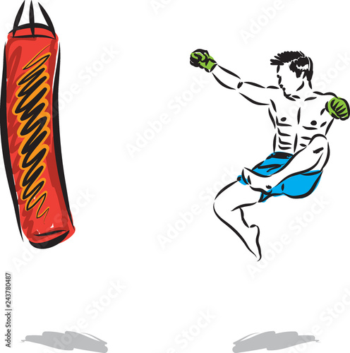 KICK BOXING JUMP MAN VECTOR ILLUSTRATION SEQUENCE 2