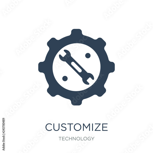 customize icon vector on white background, customize trendy filled icons from Technology collection, customize vector illustration