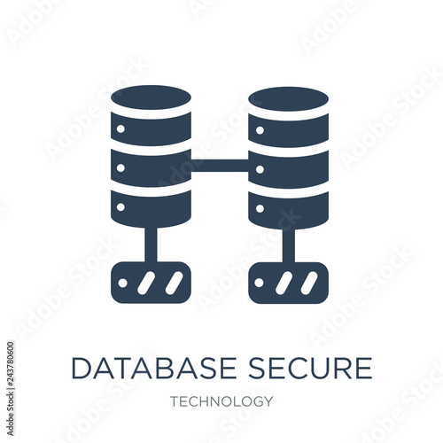 database secure connection icon vector on white background, database secure connection trendy filled icons from Technology collection, database secure connection vector illustration