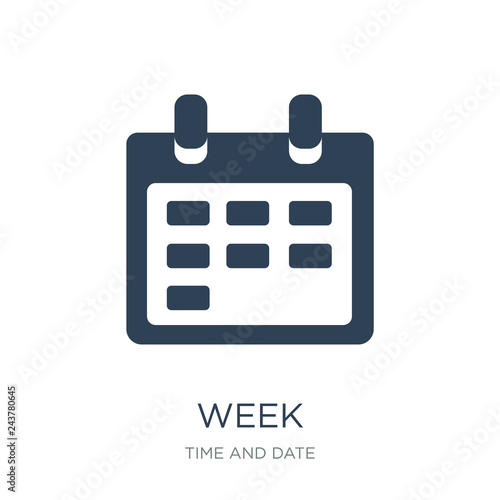 week icon vector on white background, week trendy filled icons from Time and date collection, week vector illustration