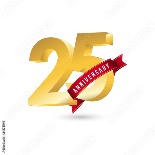 25 Year Anniversary Vector Template Design Illustration