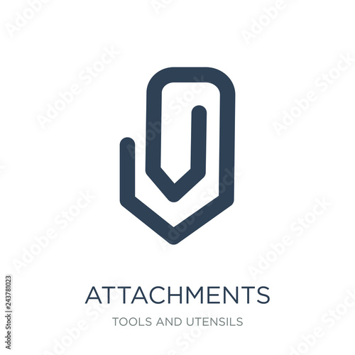 attachments icon vector on white background, attachments trendy filled icons from Tools and utensils collection, attachments vector illustration