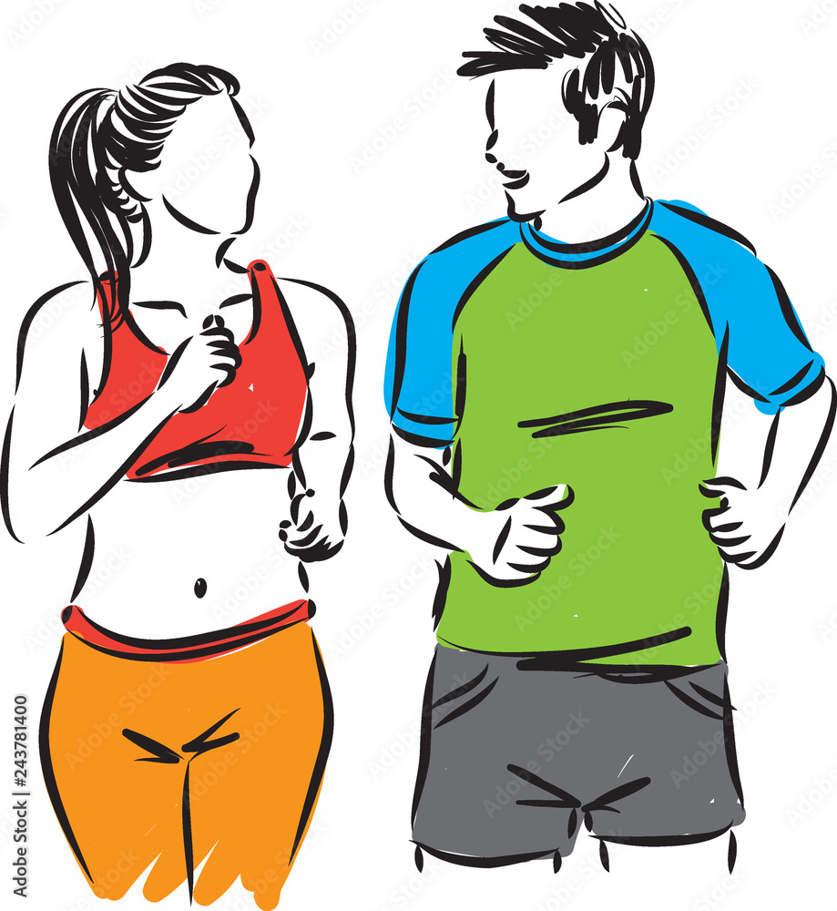 man and woman running jogging vector illustration man and woman running jogging vector illustration