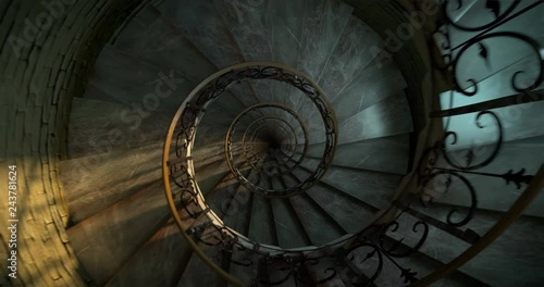 Round spiral staircase, loop and reverse