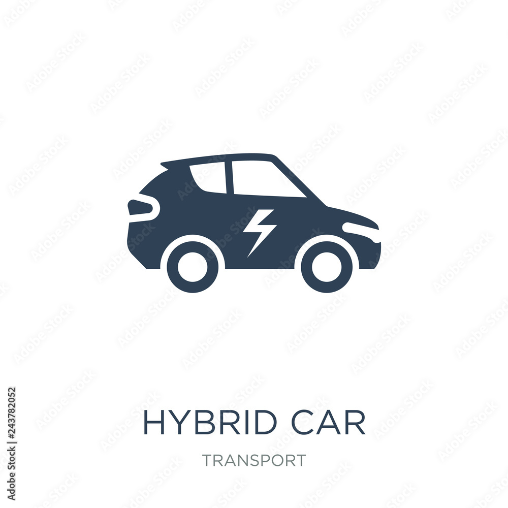 hybrid car icon vector on white background, hybrid car trendy filled icons from Transport collection, hybrid car vector illustration