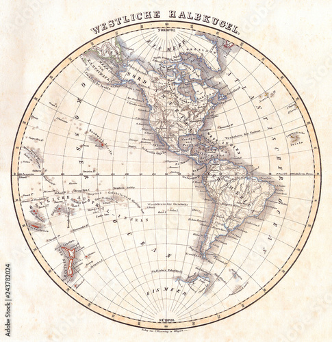 1844, Flemming Map of the Western Hemisphere or South and North America