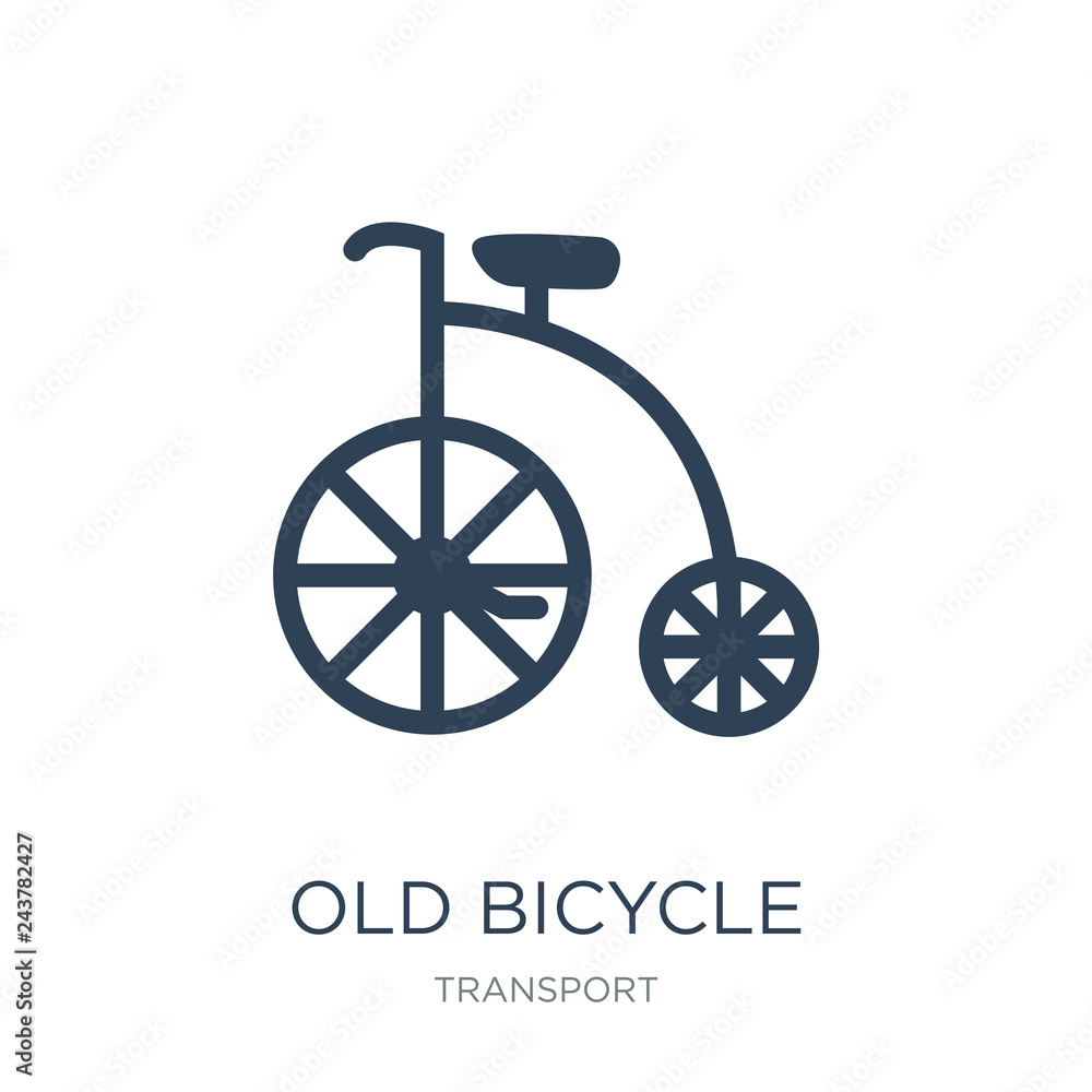 old bicycle icon vector on white background, old bicycle trendy filled icons from Transport collection, old bicycle vector illustration