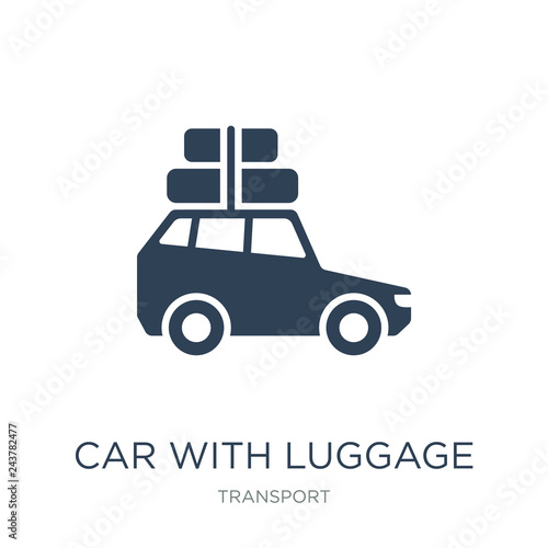 car with luggage icon vector on white background, car with luggage trendy filled icons from Transport collection, car with luggage vector illustration