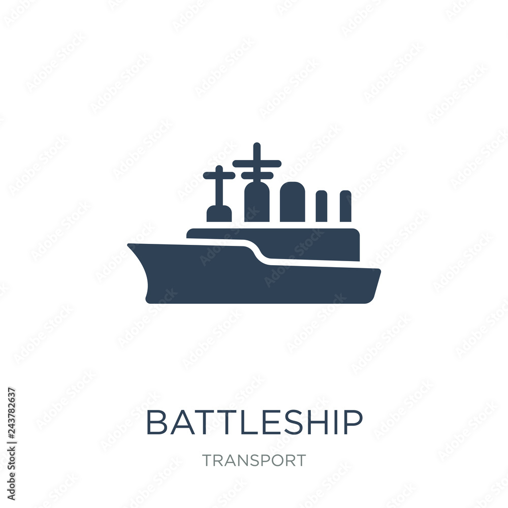 Fototapeta premium battleship icon vector on white background, battleship trendy filled icons from Transport collection, battleship vector illustration
