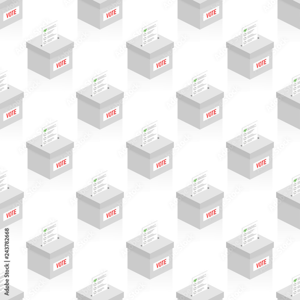 Vote. Election box pattern vector seamless white repeat for any use. Vector illustration. Vote. Election box pattern vector seamless white repeat for any use. Vector illustration.