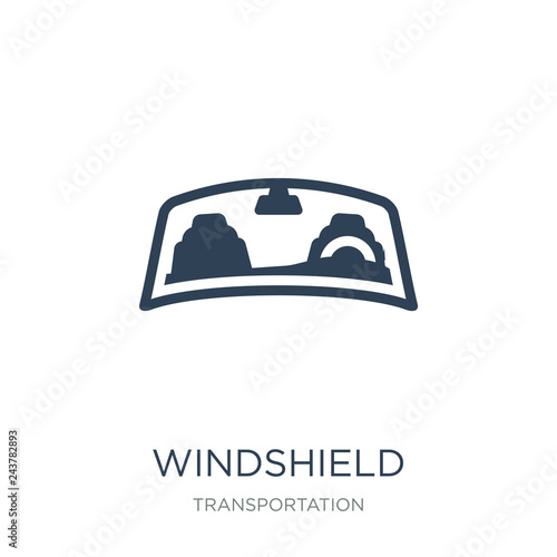 windshield icon vector on white background, windshield trendy filled icons from Transportation collection, windshield vector illustration