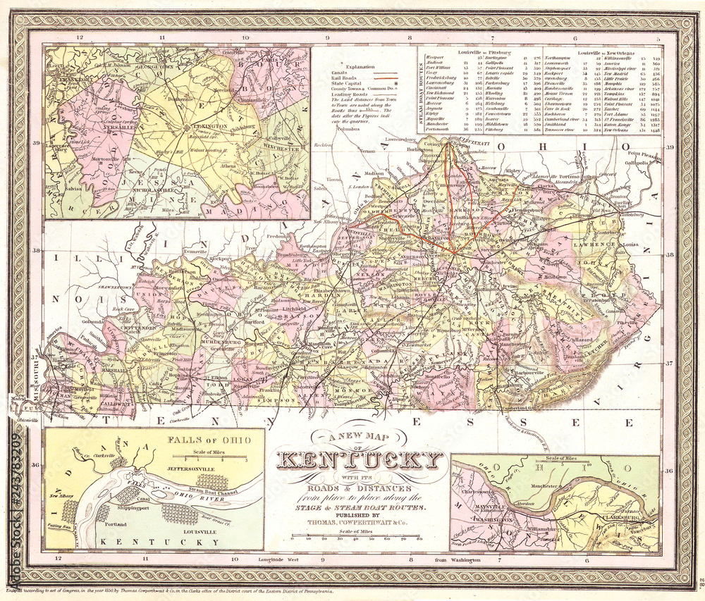 1850, Cowperthwait Map of Kentucky