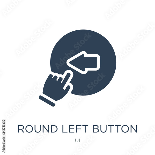 round left button icon vector on white background, round left button trendy filled icons from UI collection, round left button vector illustration