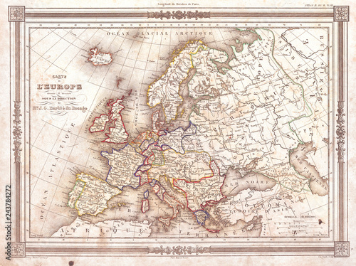 1852  Barbie du Bocage Map of Europe