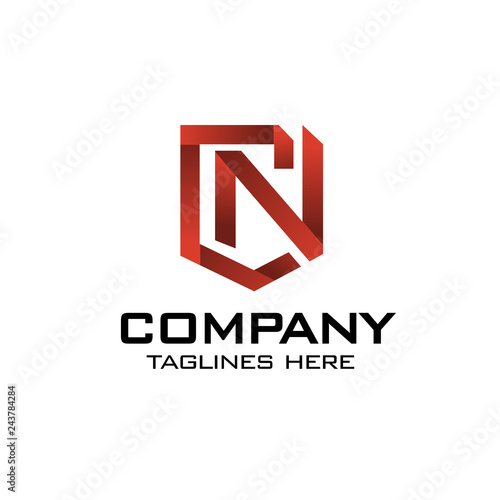 creative initial letter C and N as shield logo vector concept