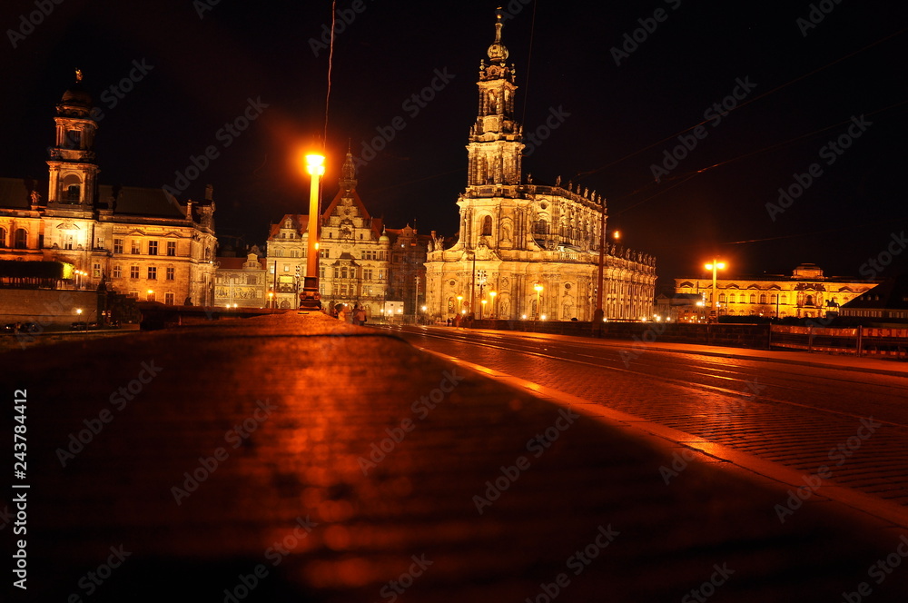 Obraz premium night panorama of Dresden, Saxony, Germany june, 2011