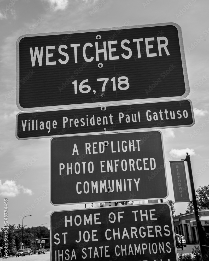 westchester illinois population sign