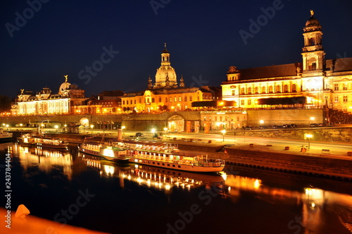 Evening panorama of Dresden, Saxony, Germany and the river Elbe.june, 2011