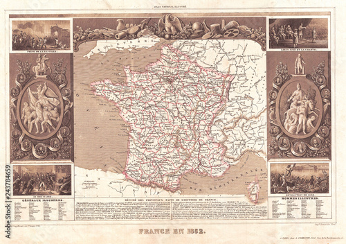 1852  Levasseur Map of France