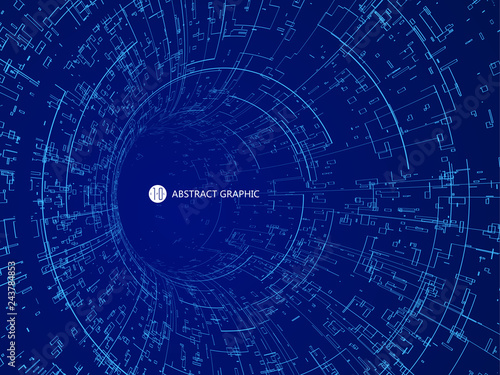 Tunnels of time and space,abstract graphic design, technology channel.