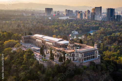 Mexico City, Aerial View of Chapultepec Castle at Sunset photo