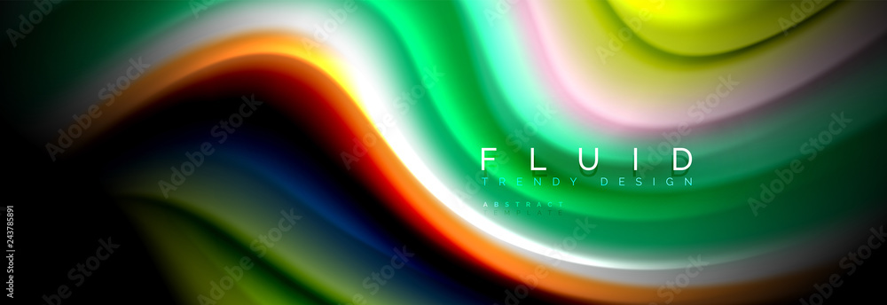 Abstract liquid colorful banner. Trendy wavy dynamic design. Fluid color shapes. Abstract liquid colorful banner. Trendy wavy dynamic design. Fluid color shapes.