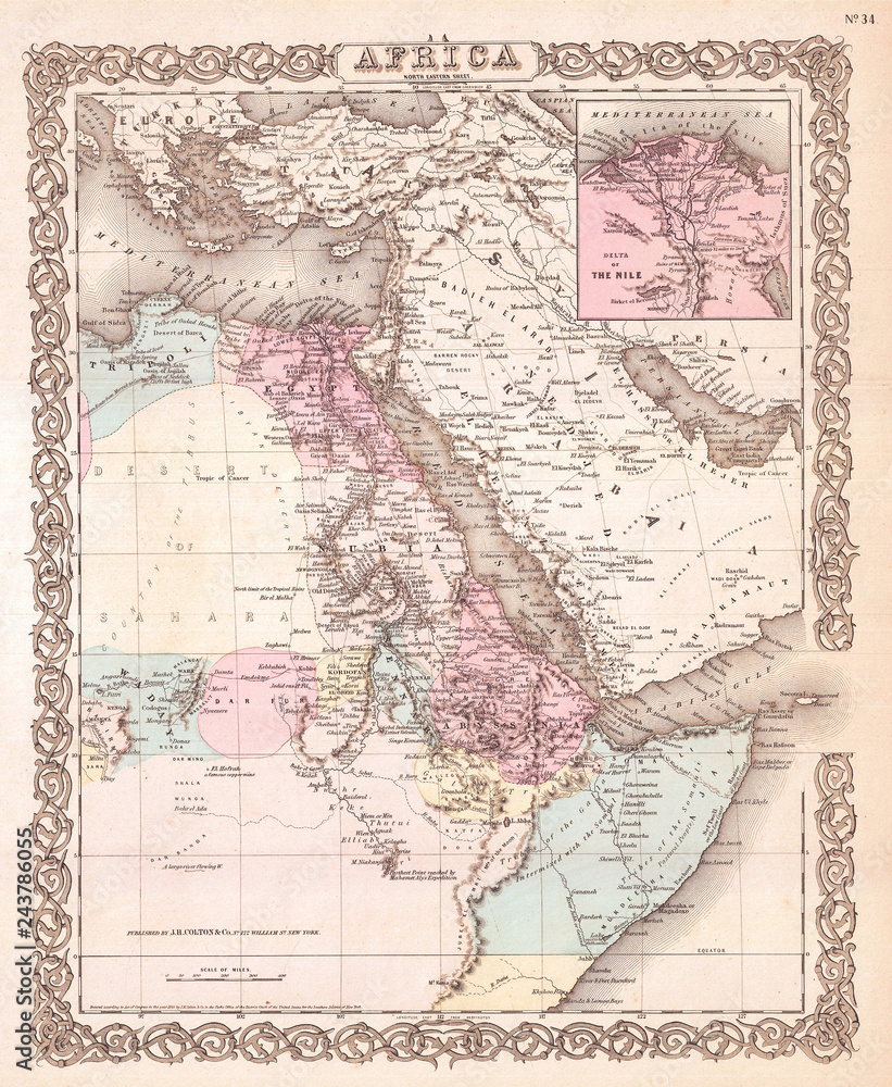1855, Colton Map of Northeastern Africa