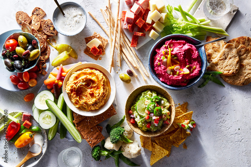 Hummus and Dips with fresh vegetables