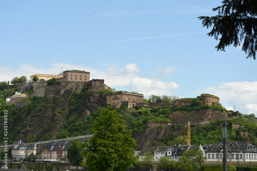Fototapeta premium Germany,Fortress Ehrenbreitstein as seen from Koblenz,m