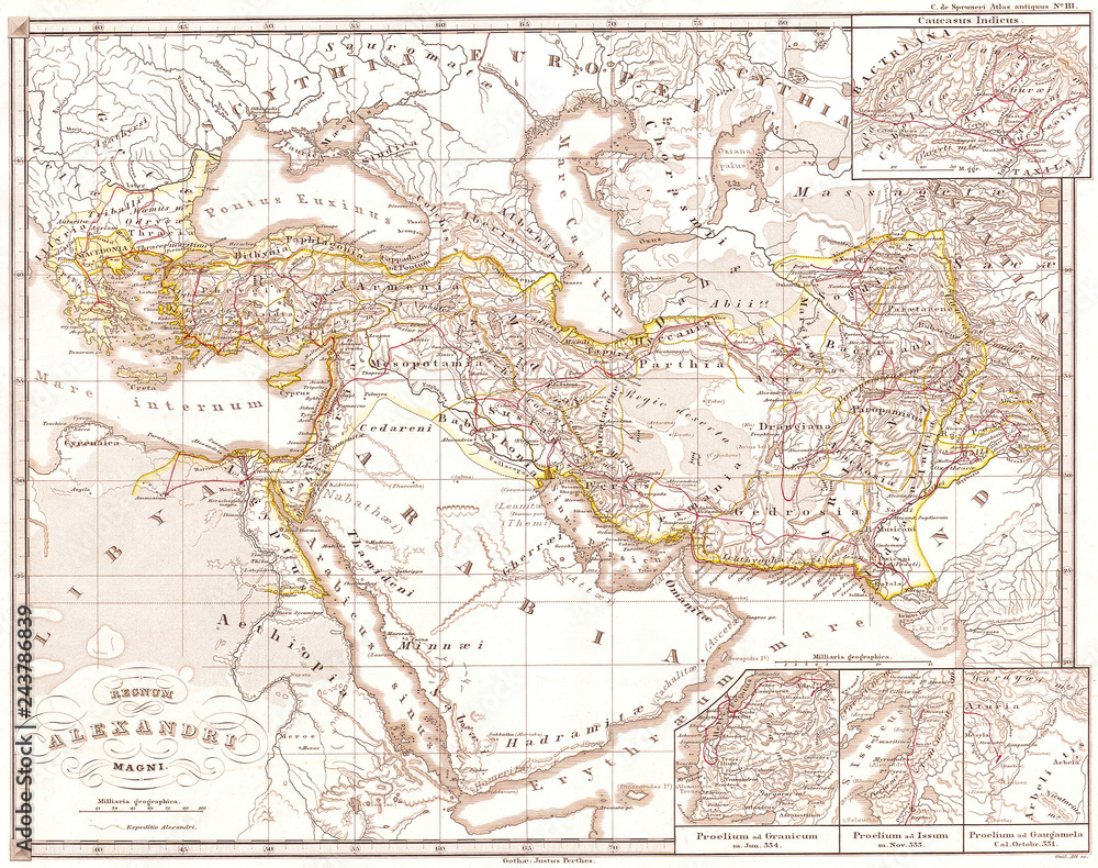 1855, Spruneri Map of the Empire of Alexander the Great