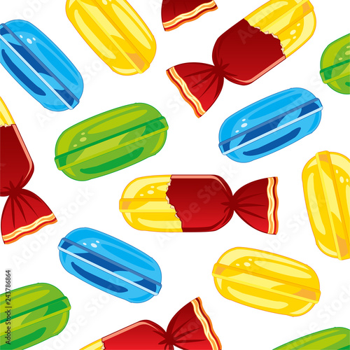 Sweetmeats caramel lollipop decorative pattern on white background