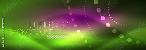 Green neon dotted circles background