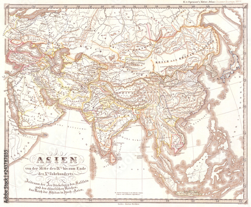 1855  Spruner Map of Asia in the 9th and 10th Centuries